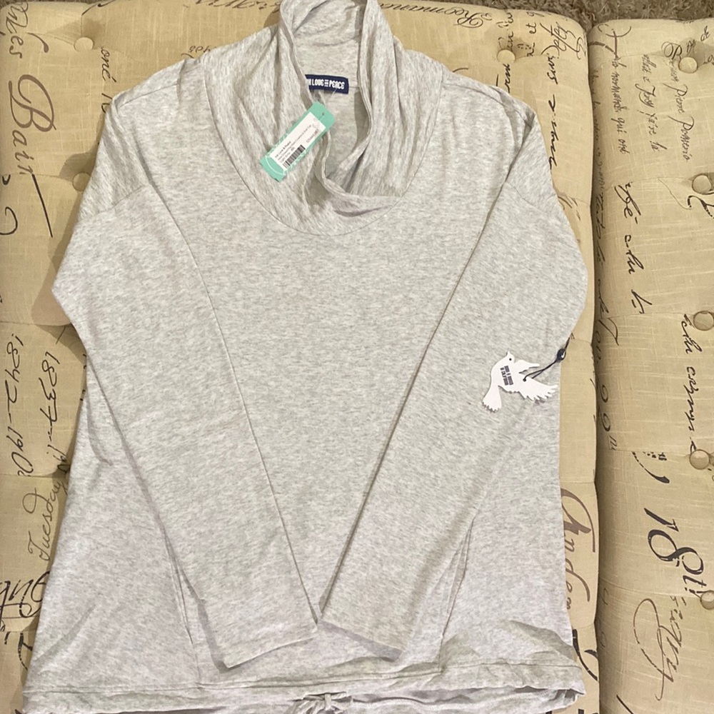 Ink Love & Peace cowlneck knit top, size XXL, NWT